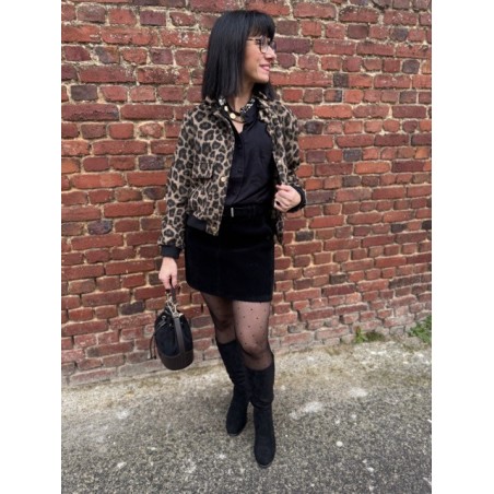 Jupe en Suédine Noire avec Ceinture – XS à L