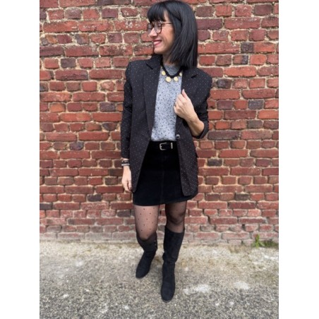 Jupe en Suédine Noire avec Ceinture – XS à L