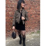 Chemise Noire Fluide Col Volanté Léopard – S/M ou M/L