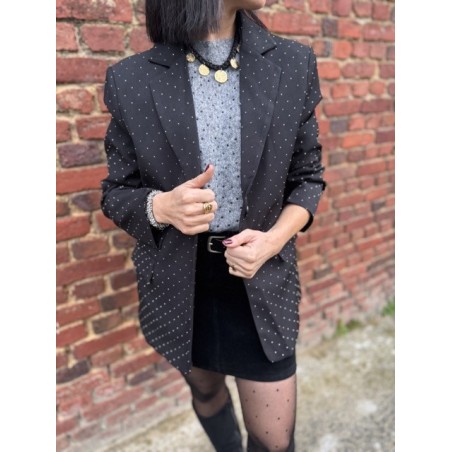 Blazer Noir à Strass – S/M ou M/L