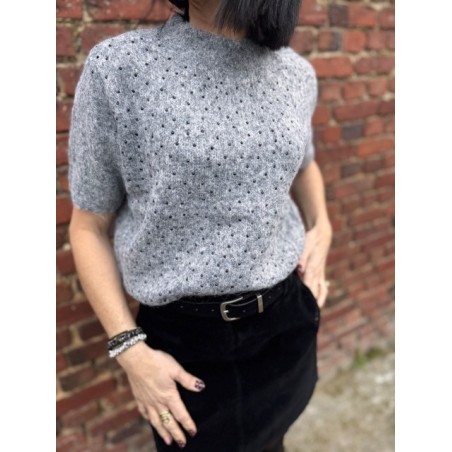 Pull Sans Manches à Strass – Écru ou Gris – S/M ou M/L