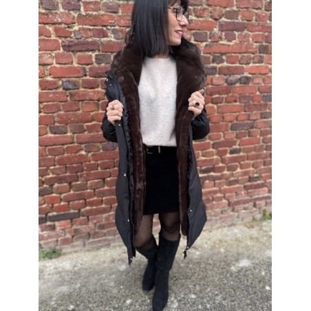 Doudoune mi-longue chaude avec fourrure amovible – XS au XXL