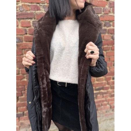 Doudoune mi-longue chaude avec fourrure amovible – XS au XXL