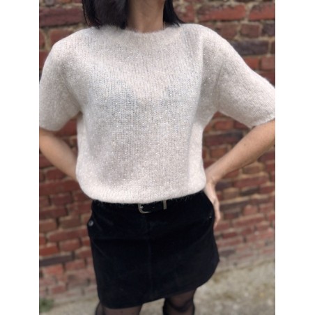 Pull Sans Manches à Strass – Écru ou Gris – S/M ou M/L