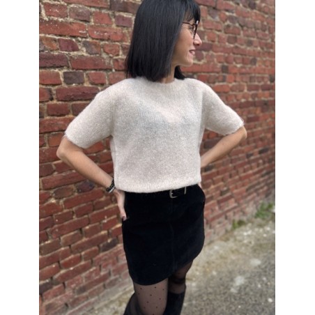 Pull Sans Manches à Strass – Écru ou Gris – S/M ou M/L