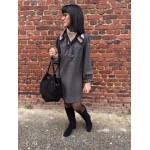 Robe en Flanelle Gris ou Marron – Col Victorien – XS à L