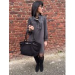 Robe en Flanelle Gris ou Marron – Col Victorien – XS à L