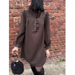 Robe en Flanelle Gris ou Marron – Col Victorien – XS à L