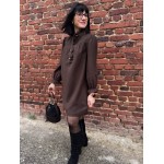 Robe en Flanelle Gris ou Marron – Col Victorien – XS à L