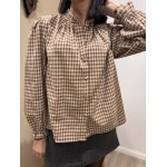 Blouse à Carreaux Tons Camel – XS à L