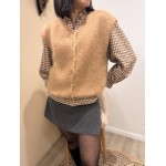 Blouse à Carreaux Tons Camel – XS à L