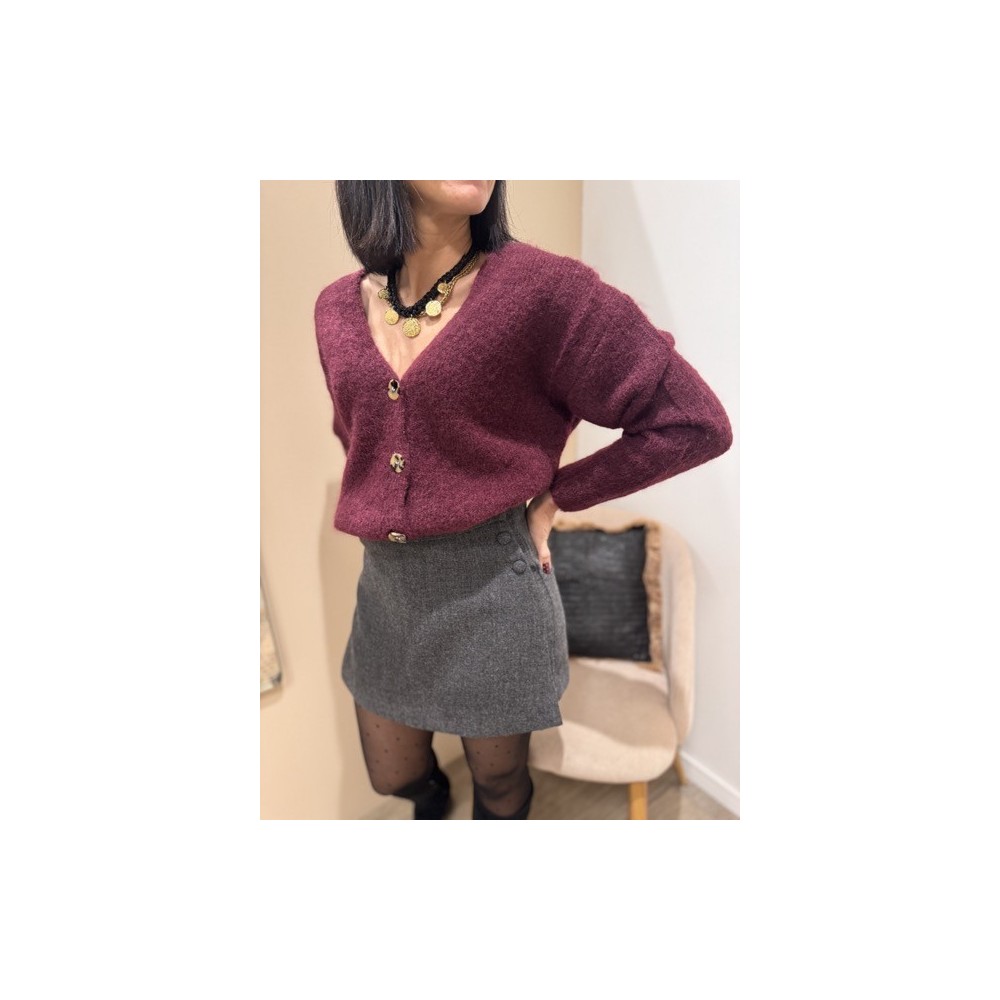 Le gilet col V douillet bordeaux est une pièce confortable et tendance pour la mi-saison ou l’hiver. Sa matière douce et agréabl