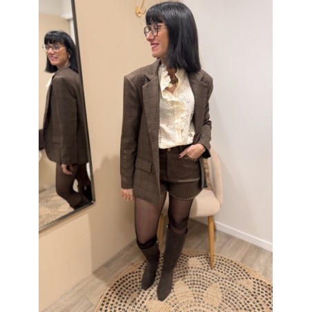 Short en Suédine Marron avec Clous Dorés – S/M/L