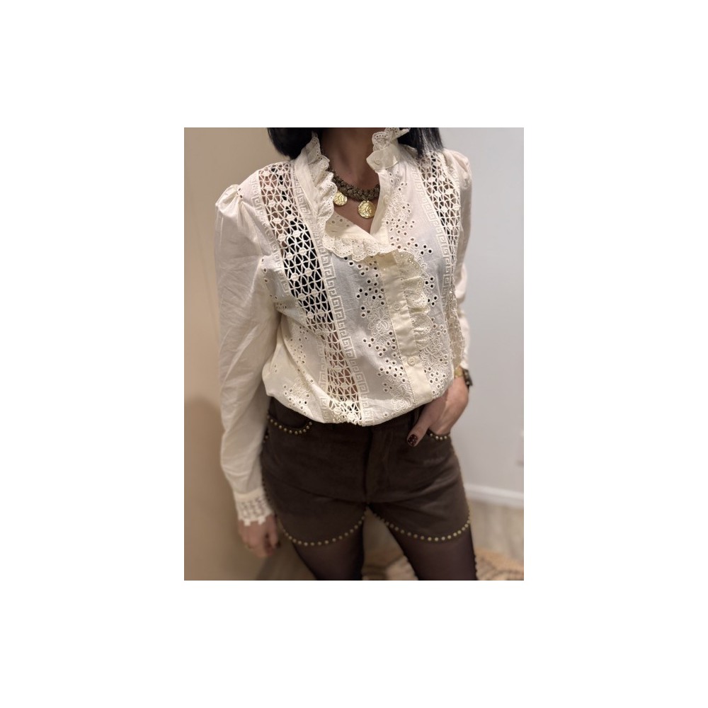 Blouse Écrue avec Devant en Dentelle – XS à L