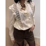 Blouse Écrue avec Devant en Dentelle – XS à L