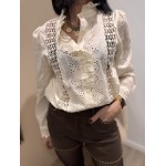 Blouse Écrue avec Devant en Dentelle – XS à L