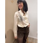 Blouse Écrue avec Devant en Dentelle – XS à L