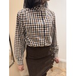 Chemise Vichy Marron, Bleu et Camel – Col Victorien – S/M/L