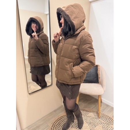 Doudoune courte à capuche avec fourrure - Chaude & Stylée | Boutique Melle Jeanne - arras