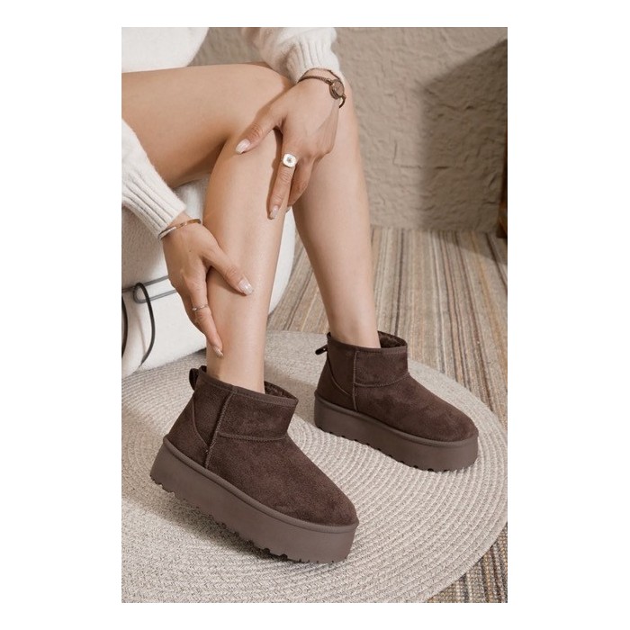 Boots Fourrées Chocolat – Suédine & Semelle Plateforme | Boutique Melle Jeanne