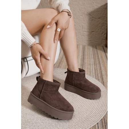 Boots Fourrées Chocolat – Suédine & Semelle Plateforme | Boutique Melle Jeanne