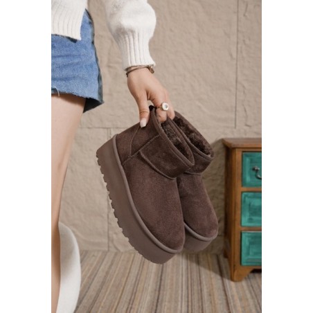Boots Fourrées Chocolat – Suédine & Semelle Plateforme | Boutique Melle Jeanne
