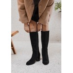 Bottes Suédine Noires – Talon Bloc Élégant | Boutique Melle Jeanne