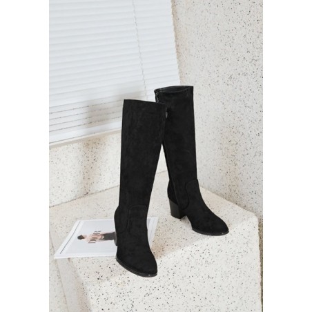 Bottes Suédine Noires – Talon Bloc Élégant | Boutique Melle Jeanne