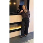 Pantalon chic noir festif à boutons dorés | Melle Jeanne