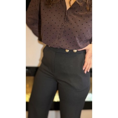 Pantalon chic noir festif à boutons dorés | Melle Jeanne