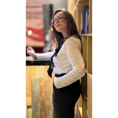 Pull à sequins avec nœud velours – Noir ou Blanc | Melle Jeanne