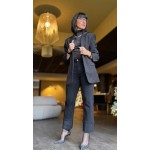 Jean noir droit à revers strass | Melle Jeanne