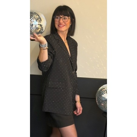 Veste de tailleur noire ornée de strass | Melle Jeanne