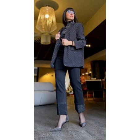 Veste de tailleur noire ornée de strass | Melle Jeanne