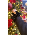 Robe noire manches longues à paillettes et nœuds velours | Melle Jeanne