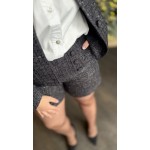 Short en Tweed Noir Irisé Gris – XS à L