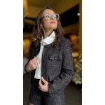 Veste en Tweed Noir Irisé – XS à XL