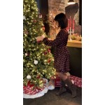 Robe Courte Bordeaux à Pois – Col Cache-Cœur & Bas Volanté