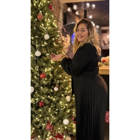 Cette robe Style Plus combine sophistication et confort grâce à son haut façon veste de tailleur et son bas fluide plissé. Le ha