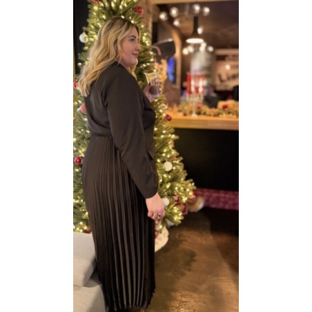 Cette robe Style Plus combine sophistication et confort grâce à son haut façon veste de tailleur et son bas fluide plissé. Le ha