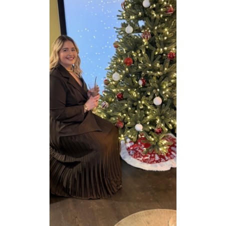 Cette robe Style Plus combine sophistication et confort grâce à son haut façon veste de tailleur et son bas fluide plissé. Le ha