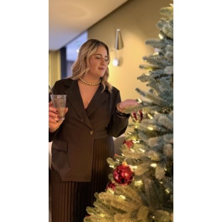 Cette robe Style Plus combine sophistication et confort grâce à son haut façon veste de tailleur et son bas fluide plissé. Le ha