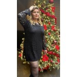 Robe en dentelle noire col V manches longues | Melle Jeanne