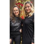 Robe en dentelle noire col V manches longues | Melle Jeanne