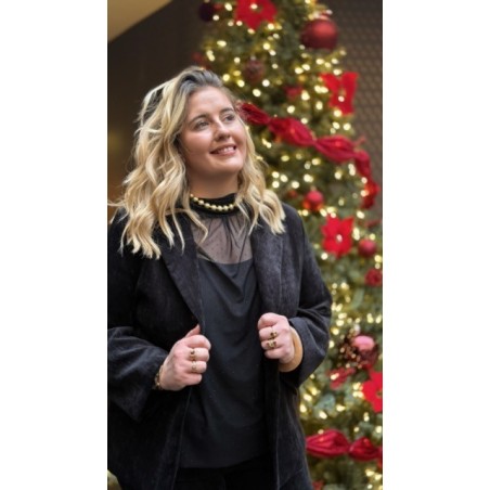 Blouse transparente à strass avec débardeur intégré | Melle Jeanne