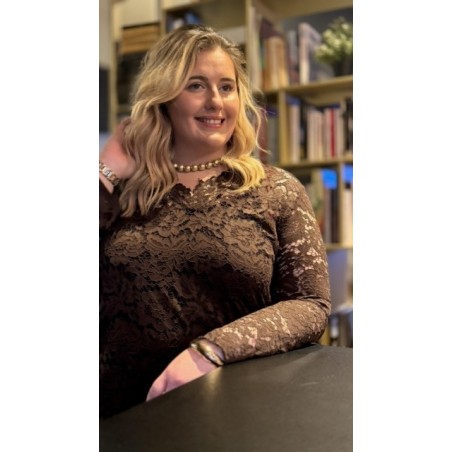 Blouse en dentelle marron col V | Melle Jeanne