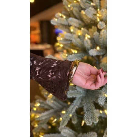 Blouse en dentelle marron col V | Melle Jeanne