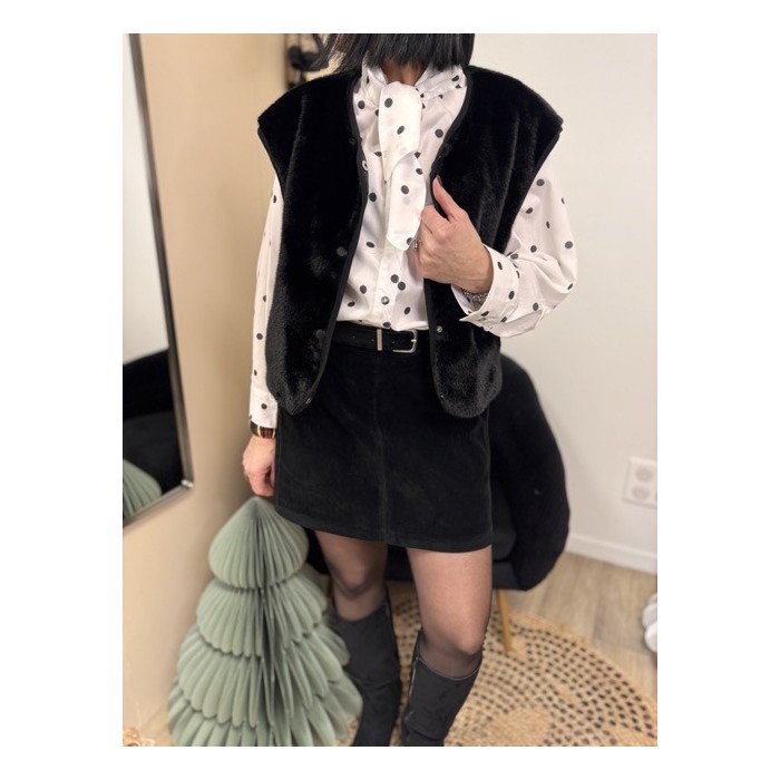 Gilet en fausse fourrure noire – S/M M/L | Xmas Chic