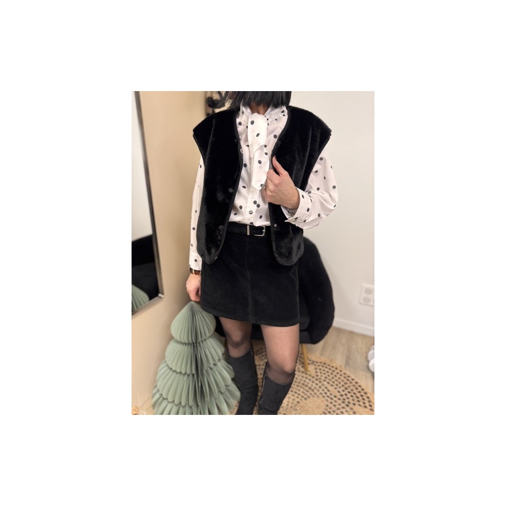Gilet en fausse fourrure noire – S/M M/L | Xmas Chic