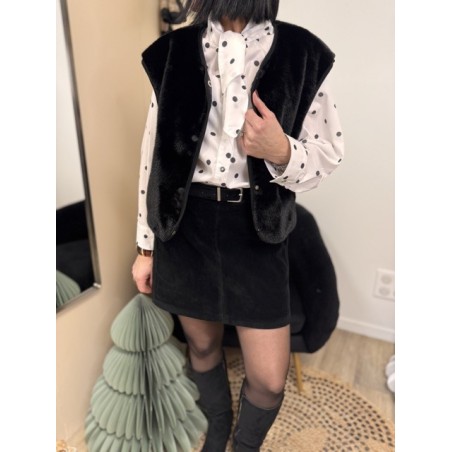 Gilet en fausse fourrure noire – S/M M/L | Xmas Chic